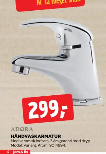 jem & fix HÅNDVASKARMATUR tilbud