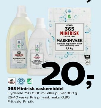 Coop 365 365 Minirisk vaskemiddel tilbud