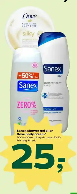 Coop 365 Sanex shower gel eller Dove body cream tilbud