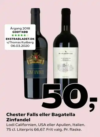 Coop 365 Chester Falls eller Bagatella Zinfandel tilbud