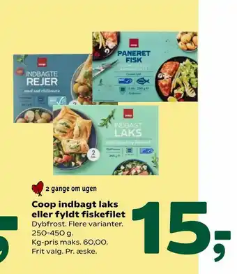 Coop 365 Coop indbagt laks eller fyldt fiskefilet tilbud