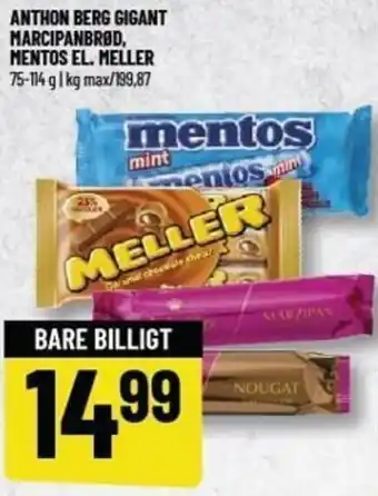 Løvbjerg Anthon Berg Gigant Marcipandbrød, Mentos El. Meller 75-114g tilbud