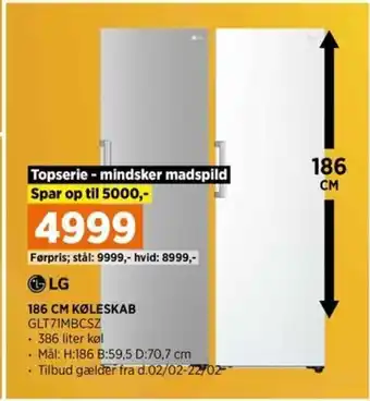 Power 186 CM KØLESKAB tilbud
