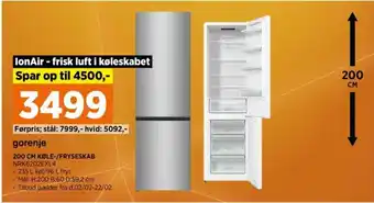 Power 200 CM KØLE-/FRYSESKAB tilbud