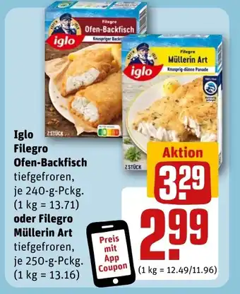 REWE DE Iglo Filegro Ofen-Backfisch tilbud