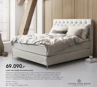 SENG CARPE DIEM SANDÖ KONTINENTALSENG tilbud