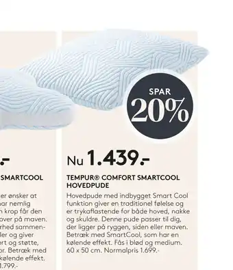 SENG TEMPUR COMFORT SMARTCOOL HOVEDPUDE tilbud