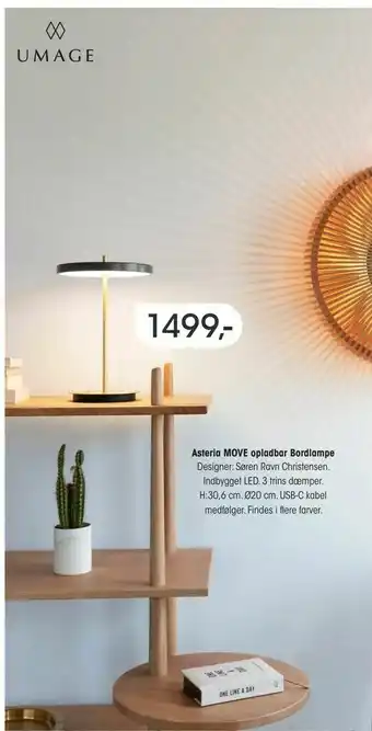 El-Salg Asteria MOVE opladbar Bordlampe tilbud