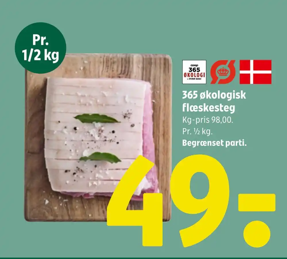 365 økologisk flæskesteg tilbud hos Coop 365