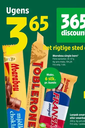 Coop 365 Marabou single bars tilbud