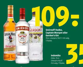 Coop 365 Smirnoff Vodka, Captain Morgan eller Gordon's Gin tilbud
