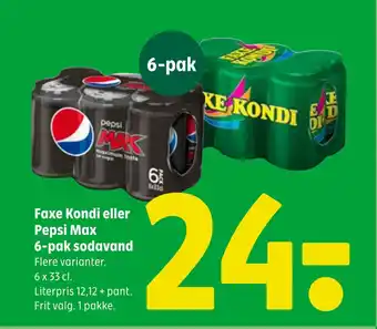 Coop 365 Faxe Kondi eller Pepsi Max 6-pak sodavand tilbud