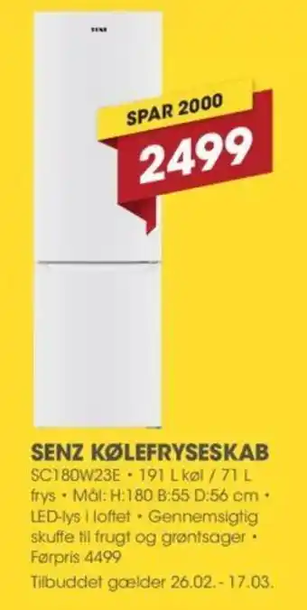 Punkt1 SENZ KØLEFRYSESKAB tilbud