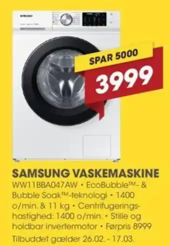 Punkt1 SAMSUNG VASKEMASKINE tilbud