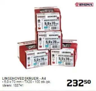 Bygma LINSEHOVED SKRUER - A4 tilbud