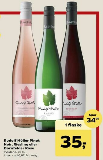 SuperBrugsen Rudolf Müller Pinot Noir, Riesling eller Dornfelder Rosé tilbud
