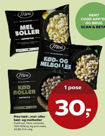 SuperBrugsen Mou kød-, mel- eller kød- og melboller tilbud