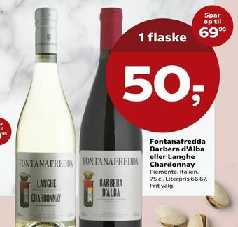 SuperBrugsen Fontanafredda Barbera d'Alba eller Langhe Chardonnay tilbud
