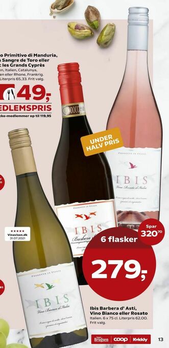 SuperBrugsen Ibis Barbera d' Asti, Vino Bianco eller Rosato tilbud