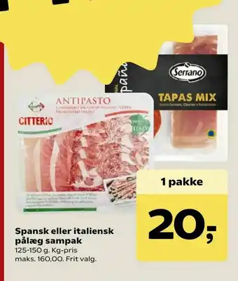 SuperBrugsen Spansk eller italiensk pålæg sampak tilbud