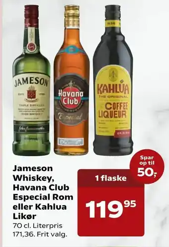SuperBrugsen Jameson Whiskey, Havana Club Especial Rom eller Kahlua Likør tilbud