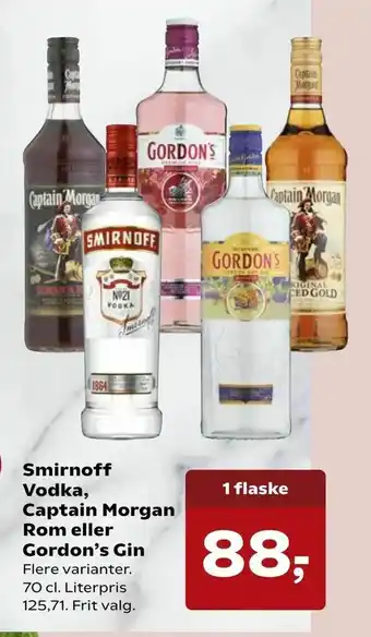 SuperBrugsen Smirnoff Vodka, Captain Morgan Rom eller Gordon's Gin tilbud