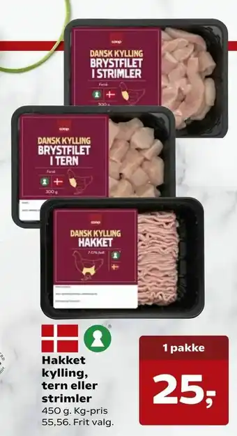 SuperBrugsen Hakket kylling, tern eller strimler tilbud