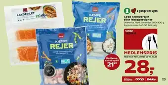 SuperBrugsen Coop kæmperejer eller lakseportioner tilbud