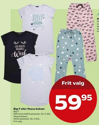 Kvickly Big-T eller fleece bukser tilbud