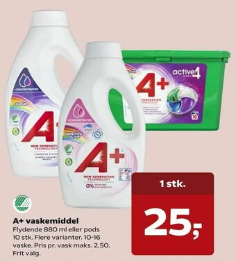 Kvickly A+ vaskemiddel tilbud