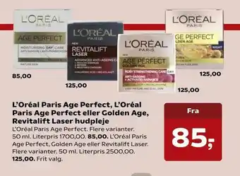 Kvickly L'Oréal Paris Age Perfect, L'Oréal Paris Age Perfect eller Golden Age, Revitalift Laser hudpleje tilbud