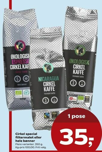 Kvickly Cirkel special filtermalet eller hele bønner tilbud