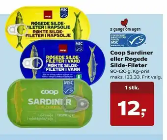 Kvickly Coop Sardiner eller Røgede Silde-Fileter tilbud