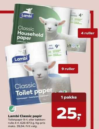 Kvickly Lambi Classic papir tilbud