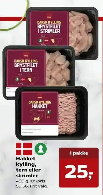 Kvickly Hakket kylling, tern eller strimler tilbud