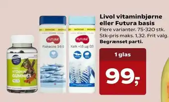 Kvickly Livol vitaminbjørne eller Futura basis tilbud