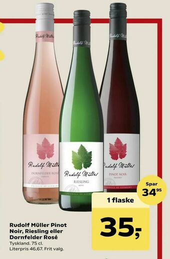 Kvickly Rudolf Müller Pinot Noir, Riesling eller Dornfelder Rosé tilbud