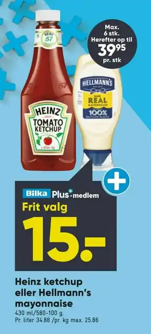 Bilka Heinz ketchup eller Hellmann's mayonnaise tilbud