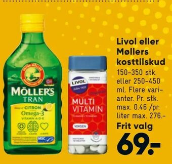Bilka Livol eller Møllers kosttilskud tilbud