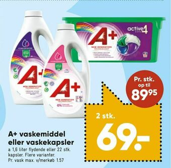 Bilka A+ vaskemiddel eller vaskekapsler tilbud
