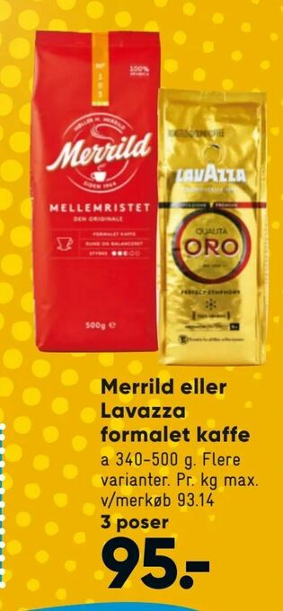 Bilka Merrild eller Lavazza formalet kaffe tilbud