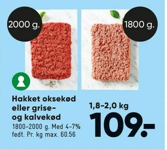 Bilka Hakket oksekød eller grise- og kalvekød tilbud