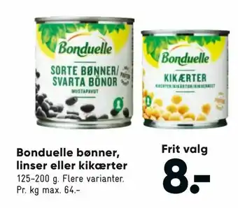 Bilka Bonduelle bønner, linser eller kikærter tilbud