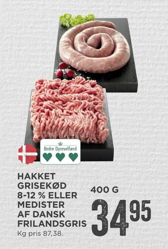 MENY Hakket grisekød 8-12 % eller medister af dansk frilandsgris tilbud
