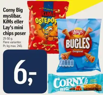 Føtex Corny Big myslibar, KiMs eller Lay's mini chips poser tilbud