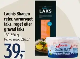 Føtex Launis Skagen rejer, varmrøget laks, røget eller gravad laks tilbud