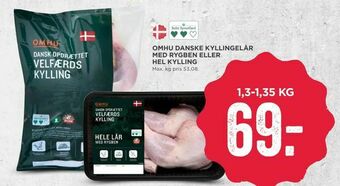 MENY Omhu danske kyllingelår med rygben eller hel kylling tilbud