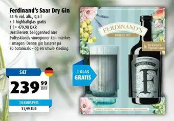 Scandinavian Park Ferdinand's Saar Dry Gin tilbud