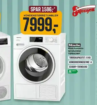 Skousen Miele kondens tørretumbler TSF643WP tilbud