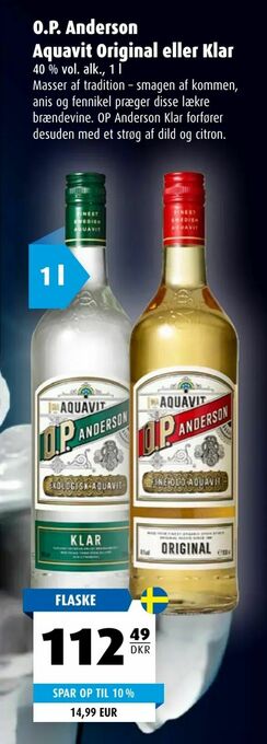 Scandinavian Park O.P. Anderson Aquavit Original eller Klar tilbud